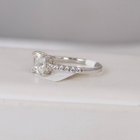 GRA Certified 1ct Asscher Cut Engagement  Moissanite Ring 925 - Picture 3 of 7